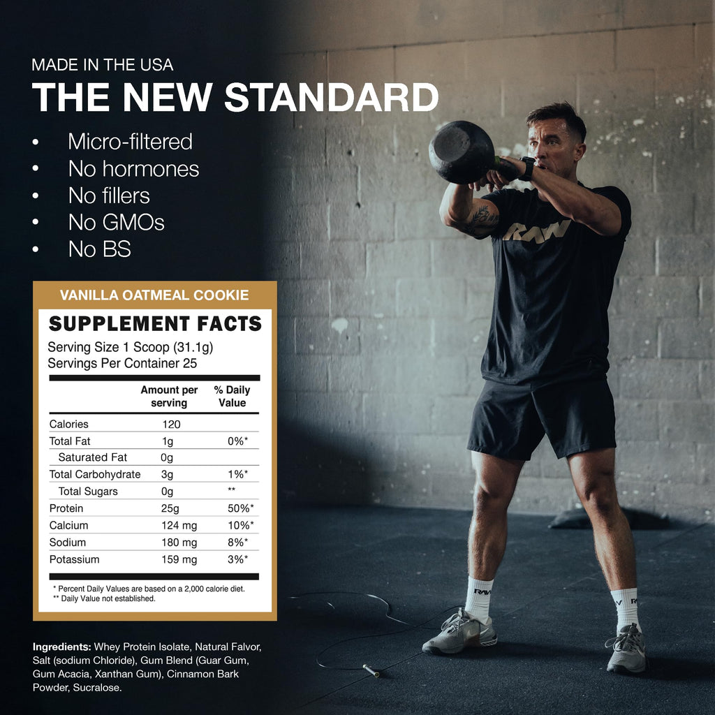 RAW Whey Isolate Protein Powder, Vanilla Oatmeal Cookie (CBUM Itholate Protein) - 100% Grass-Fed Sports Nutrition for Muscle Growth & Recovery - Low-Fat, Low Carb