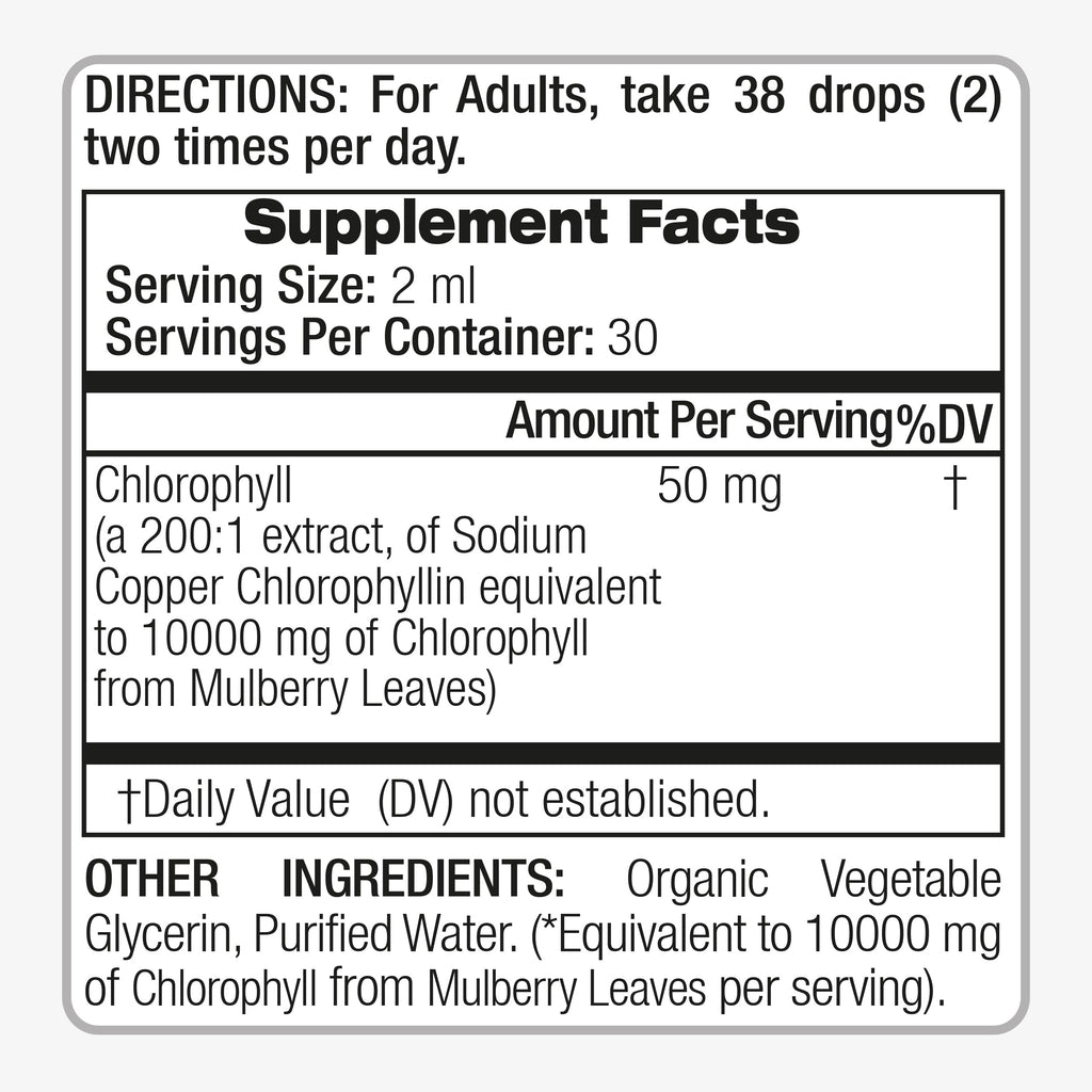 FITO MEDIC'S Lab | Liquid Chlorophyll | Chlorophyll Liquid Drops | 50 mg 200:1 Ratio Extract per Serving.