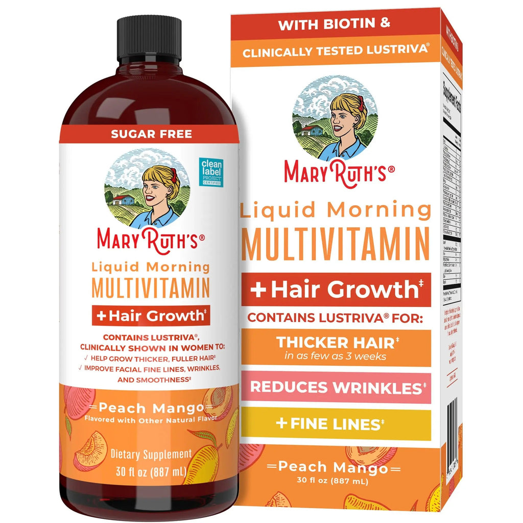 MaryRuth's Liquid Multivitamin+Hair Growth | Clinically Tested for Thicker Hair & Facial Wrinkles in Women | Biotin 10000mcg | Lustriva Hair Growth Supplement | MaryRuth Organics Au supplements