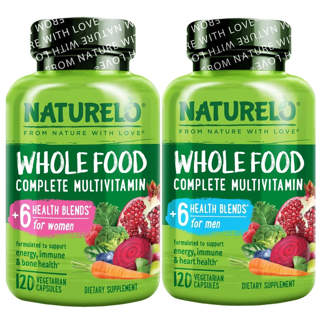 NATURELO Whole Food Multivitamin for Women - 120 Capsules and Whole Food Multivitamin for Men - 120 Capsules Bundle NATURELO Au supplements