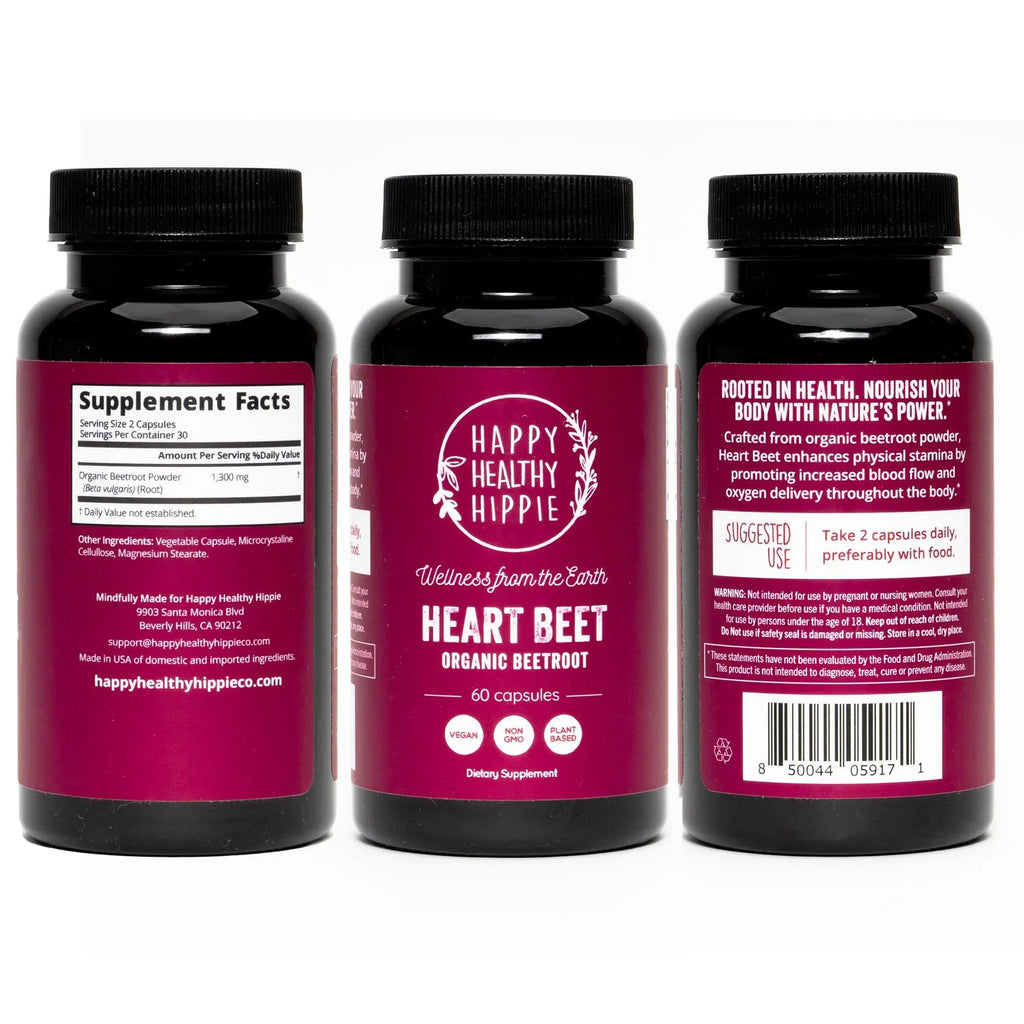 Organic Beet Root Capsules [1,300mg Superfood] - Blood Pressure Support Supplements Happy Healthy Hippie Au supplements