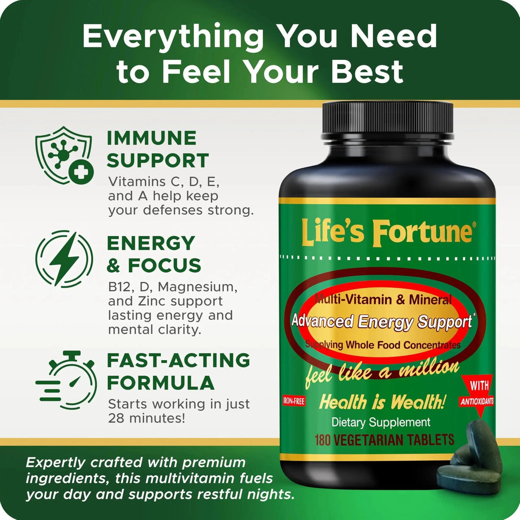 Life's Fortune Multivitamin & Mineral Supplement, Daily Natural Energy Source for Men & Women, with Superfood Greens Life's Fortune Au supplements