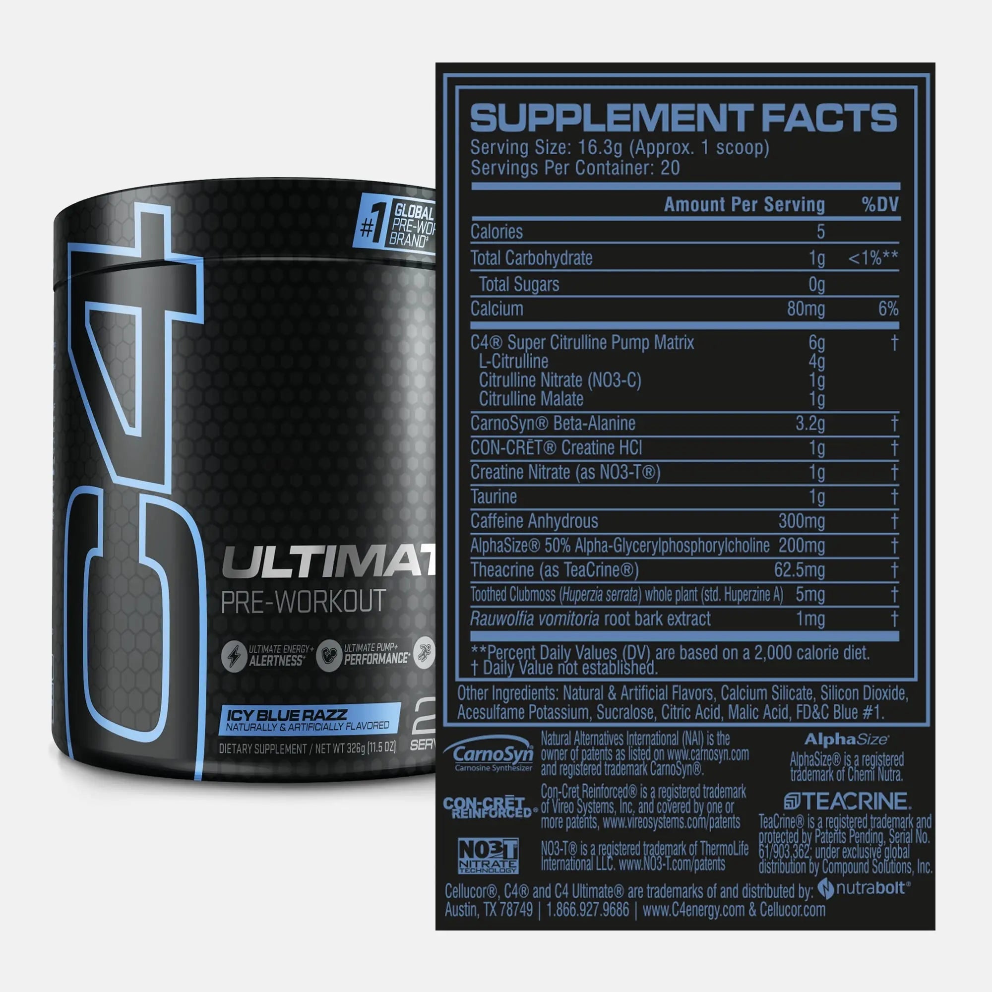 Cellucor C4 Ultimate Pre Workout Powder ICY Blue Razz - Sugar Free Preworkout Cellucor Au supplements