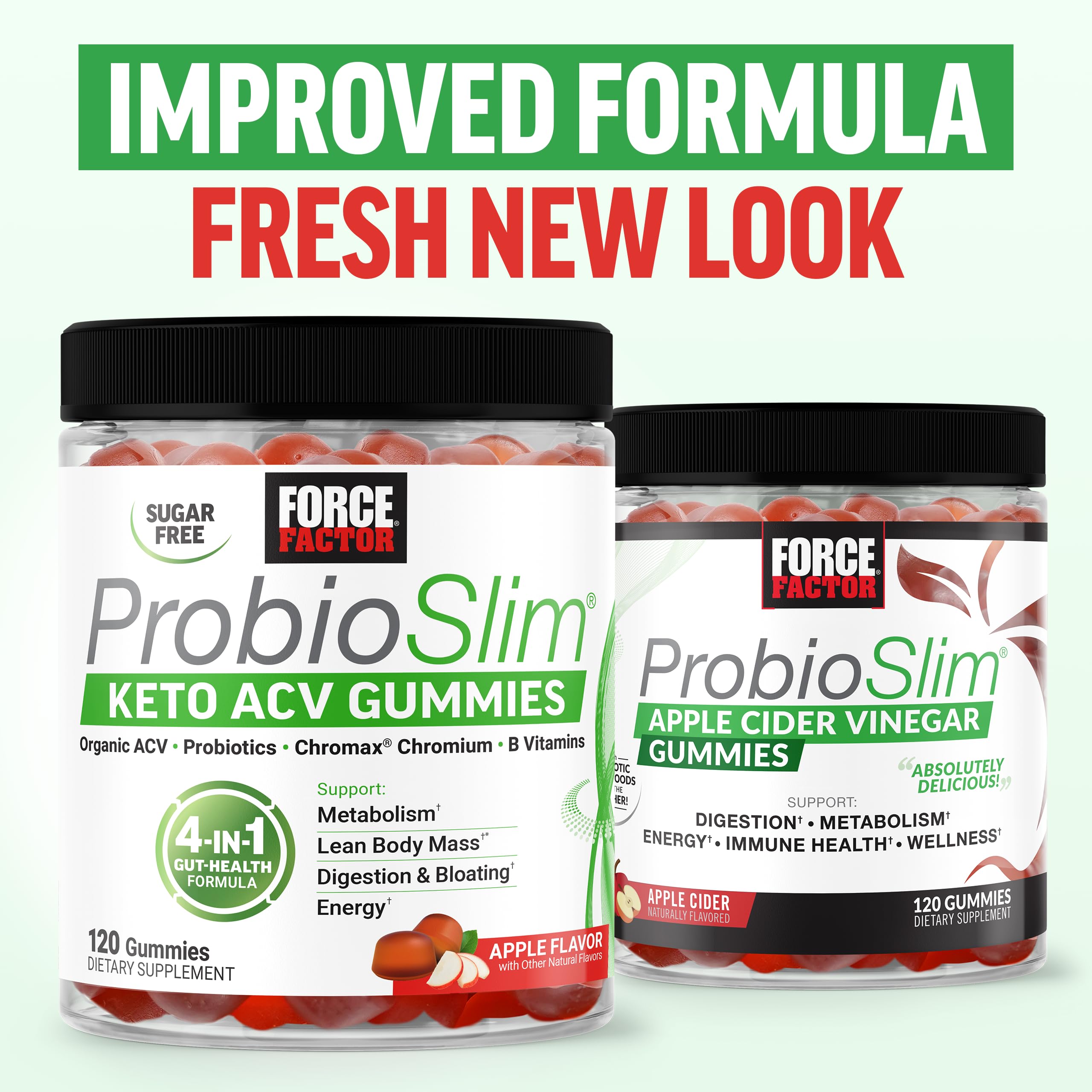 Force Factor ProbioSlim Apple Cider Vinegar Gummies, Keto ACV Gummies with LactoSpore Probiotics & Prebiotics to Support Digestion, Metabolism & Immune Health,