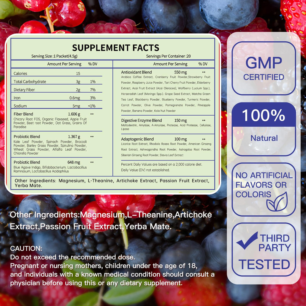 Blltzzz Newpie Superfoods Happy Cleaner Probiotic Powder,Watermelon Flavor Prebiotic & Probiotic Powder,Organic Fiber,Sugar Free,Gut Health,Natural Antioxidant