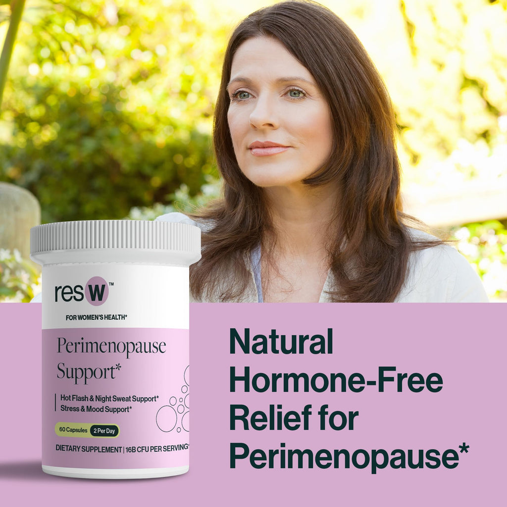 resW Perimenopause Postbiotic Supplement for Women - Hot Flash Support, Night Sweat Relief, Hormone Free, Vegan, Gluten Free, Non GMO, Plant Based Gut Health Support - 60 Capsules ResBiotic Au supplements