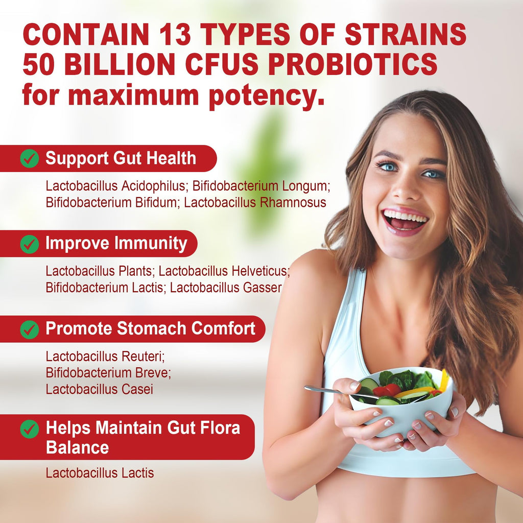 NEVISS Probiotic + Prebiotic Gummies for Adults & Kids 4+, Sugar Free Chewable 50 Billion CFUs w/Fiber, Vitamin B1 B2 D3 & Zinc, for Digestive & Gut Health