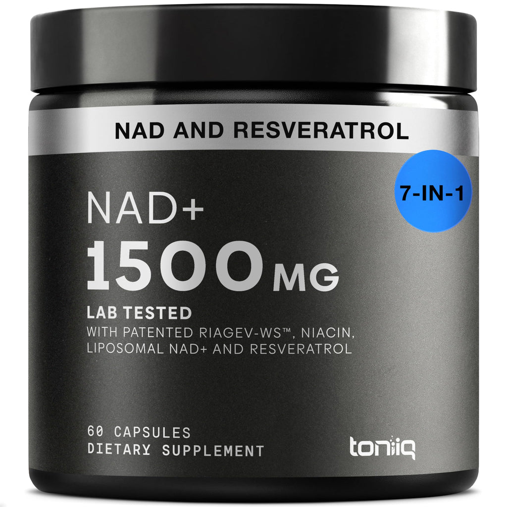 Toniiq Liposomal NAD+ and Resveratrol Supplement - 1500mg Ultra High Strength NAD Supplement - Clinically Studied Ingredients with Patented RiaGev-WS