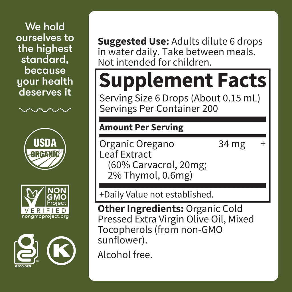 Garden of Life Organics Oil of Oregano Seasonal Drops 1fl oz (30 mL) Liquid, Concentrated Plant Based Immune Support - Alcohol-Free, Organic, Non-GMO