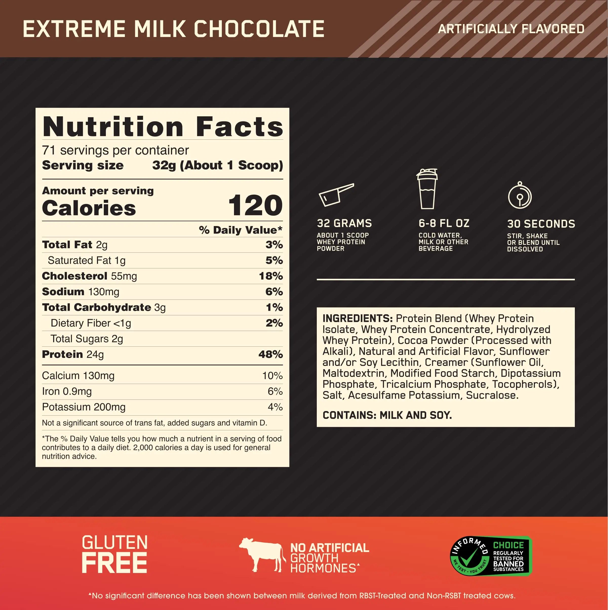 Optimum Nutrition Gold Standard 100% Whey Protein Powder, Extreme Milk Chocolate Optimum Nutrition Au supplements