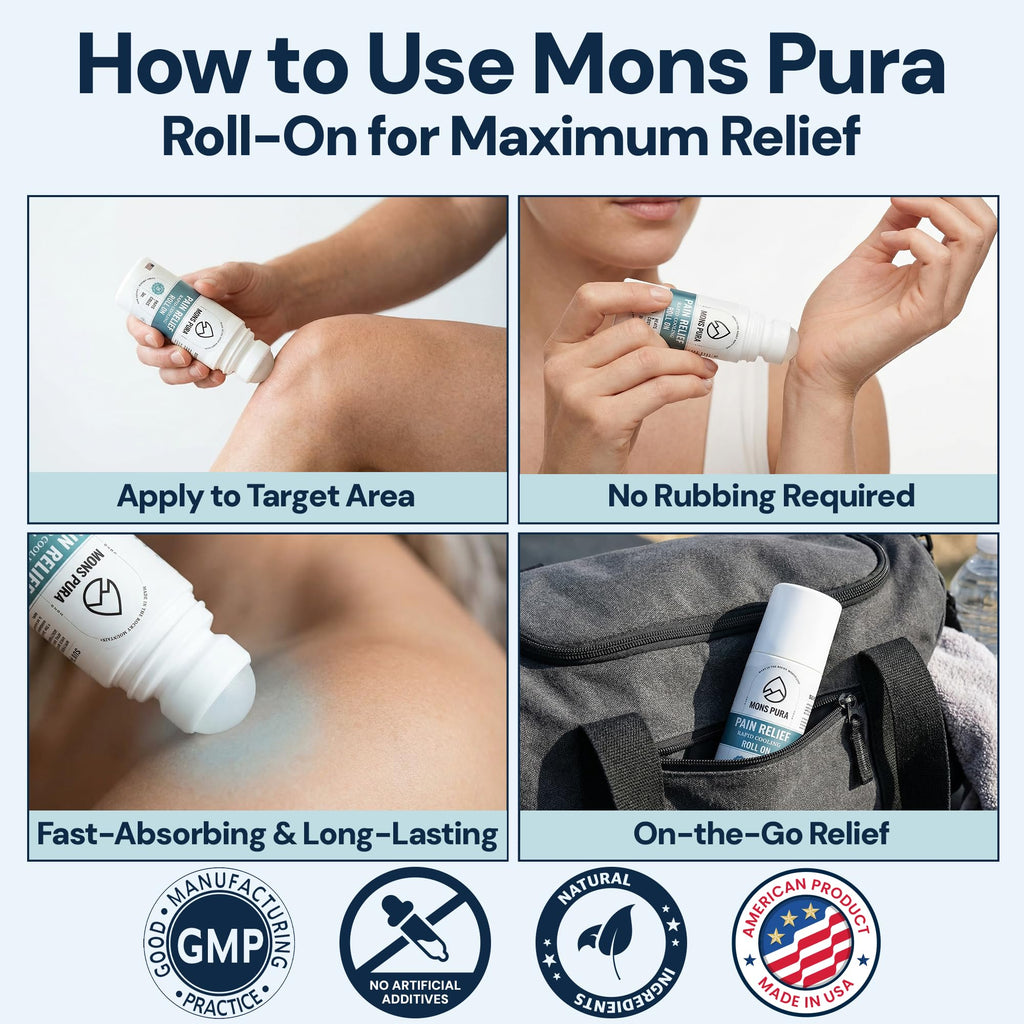 Mons Pura Roll On Pain Relief with Menthol, Arnica, Rosemary & Essential Oils - Extra Strength Arnica Roll On Fast Cooling Muscle & Joint Relief for Arthritis, Back Pain & Sciatica (3oz) Mons Pura Au supplements