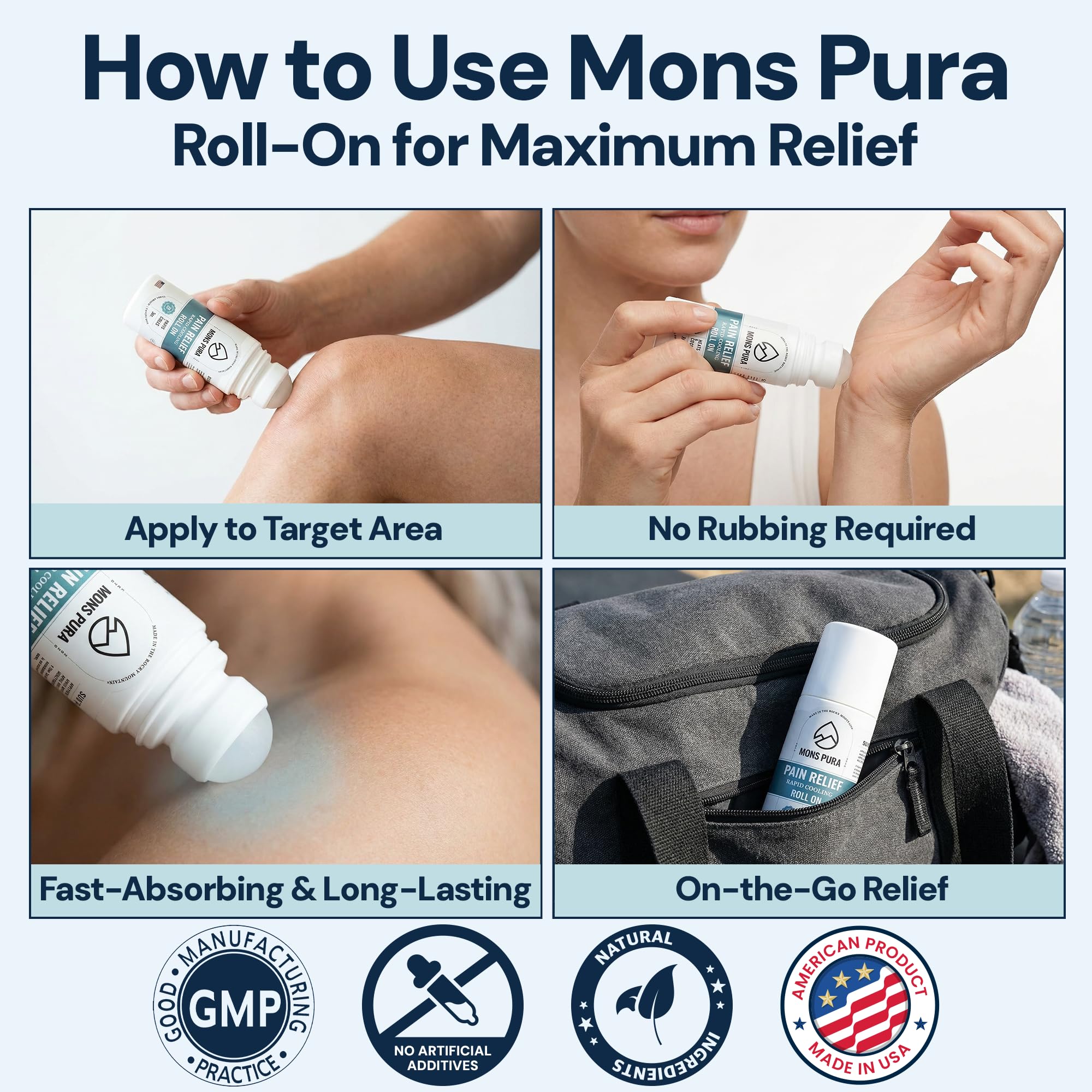 Mons Pura Roll On Pain Relief with Menthol, Arnica, Rosemary & Essential Oils - Extra Strength Arnica Roll On Fast Cooling Muscle & Joint Relief for Arthritis, Back Pain & Sciatica (3oz) Mons Pura Au supplements