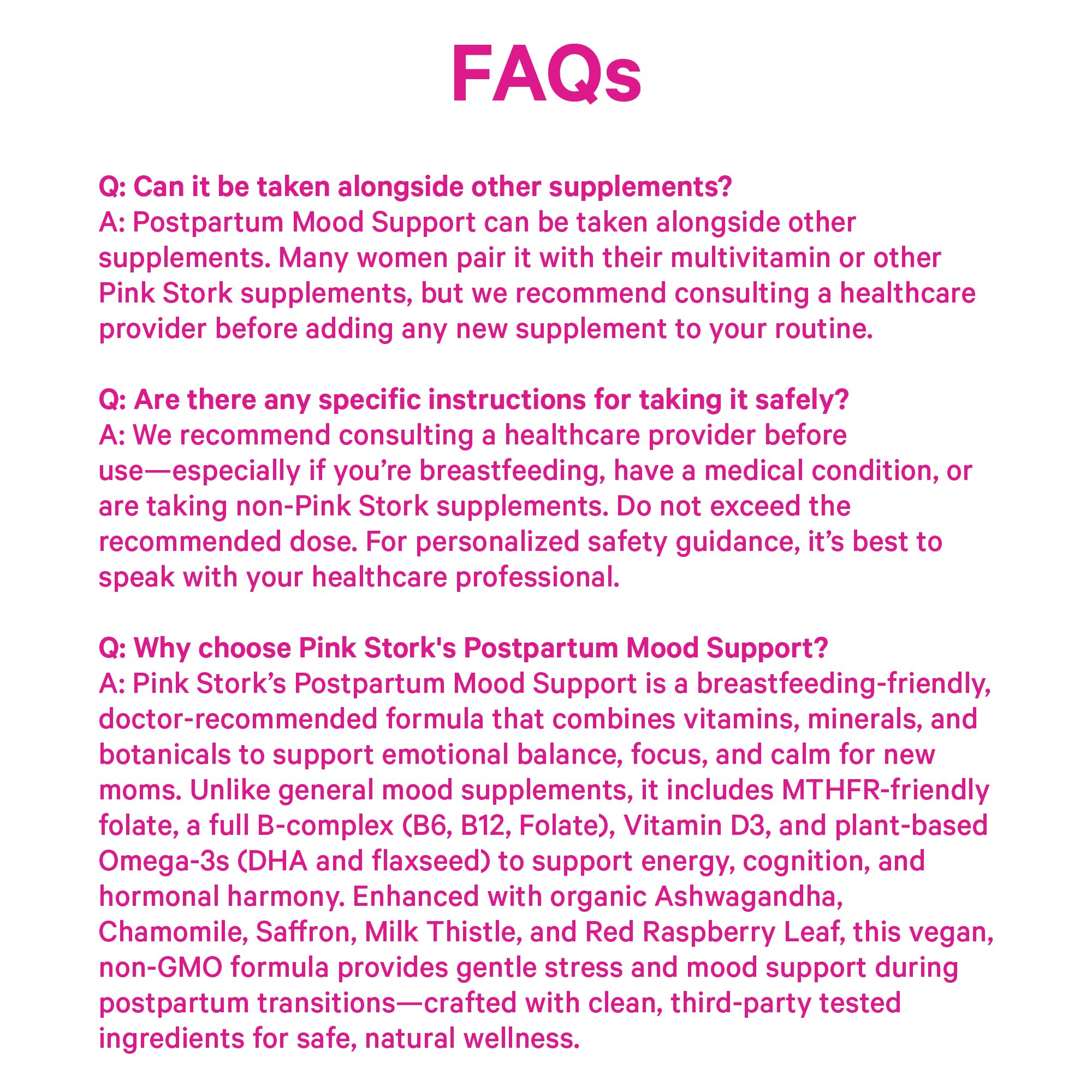 Pink Stork Postpartum Mood Support - Postnatal Hormone Balance for Women - Breastfeeding Friendly - Stress & Cognitive Support, New Mom Essentials - Ashwagandha, Chamomile, & Vitamin D, 60 Capsules Pink Stork Au supplements