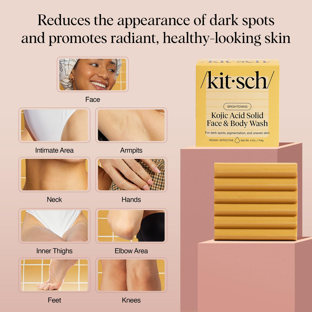Kitsch Kojic Acid Soap – Turmeric Soap Bar with Hyaluronic Acid & Shea Butter – Brightening & Hydrating Body Wash & Face Wash for Dark Spots