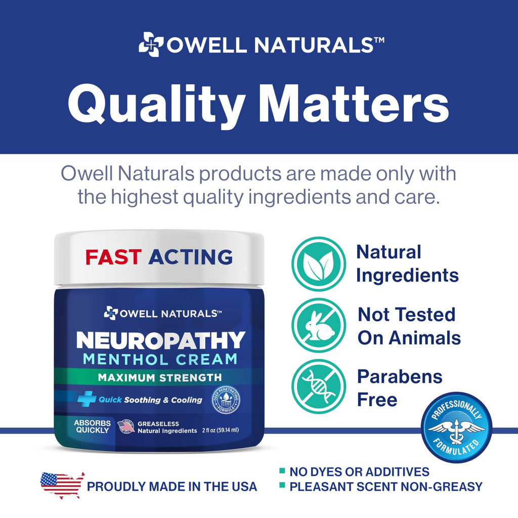 Owell Naturals Neuropathy Cream Extra Strength – Fast Absorbing Cooling for Leg, Feet & Hands – Advanced Soothing Formula with Aloe Vera, Arnica, MSM & Vitamin B6 – Made in USA, 2 fl oz Owell Naturals Au supplements