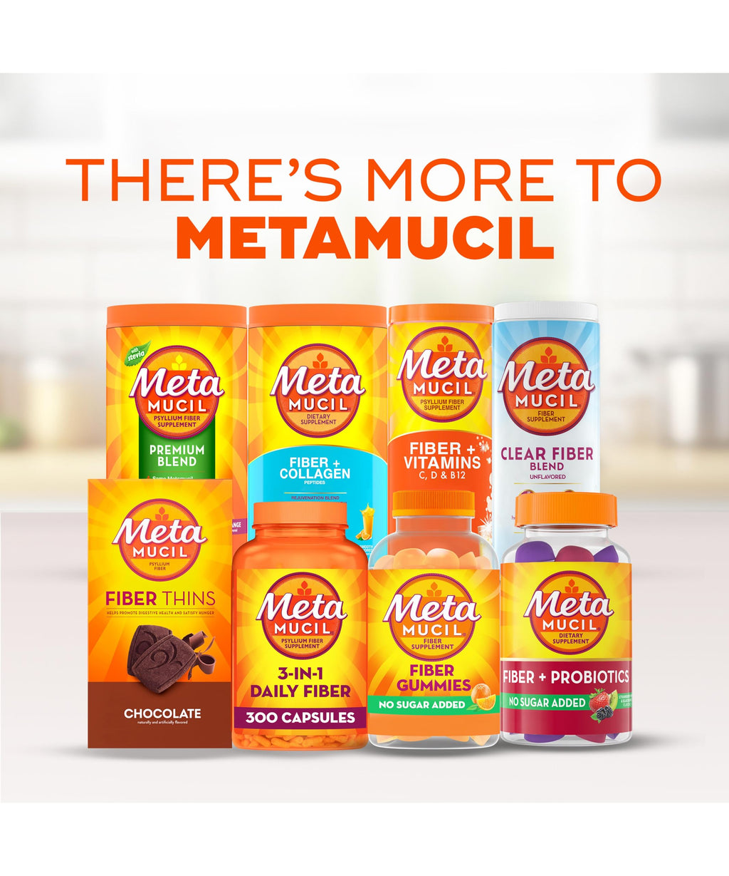 Metamucil Fiber Gummies for Adults, No Sugar Added Orange Flavor, 5g Prebiotic Plant Based Fiber Supplement Blend, 120 Count