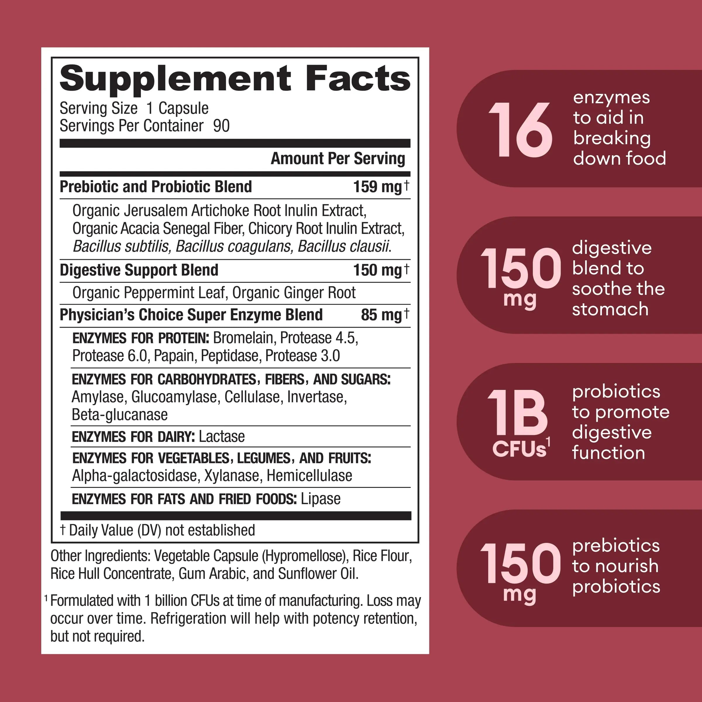 Physician's CHOICE Digestive Enzymes - Multi Enzymes, Bromelain, Organic Prebiotics Physician's CHOICE Au supplements