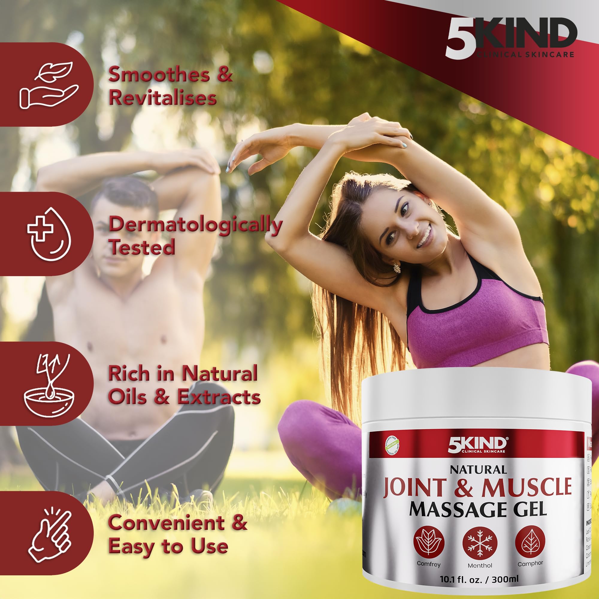 Natural Joint & Musccle Therapy Gel 10.1 Fl Oz- Calendula Cream with Camphor, Comfrey & Menthol - High Strength Revitalising Muscle Rub- Joint Gel for Muscles, Back, Knees, Neck & Shoulders 5Kind 5kind clinical skincare Au supplements