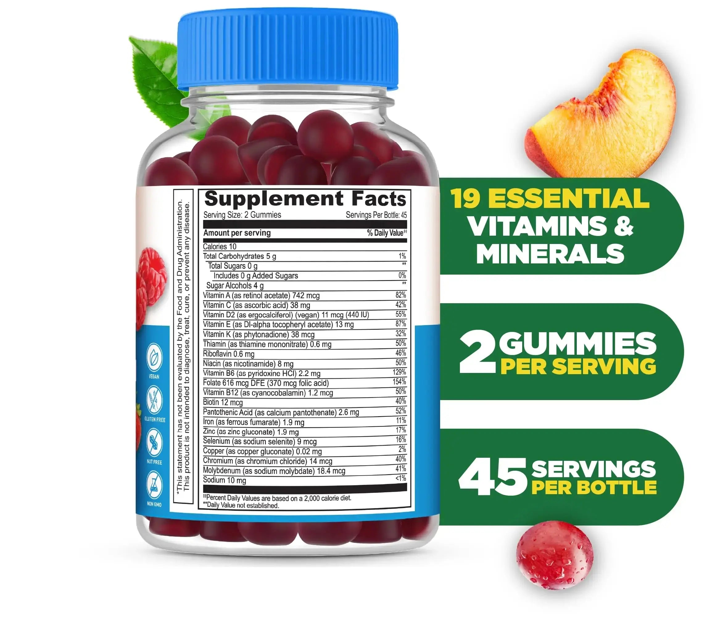 Lifeable Sugar Free Womens Multivitamin Gummy | with Iron and 18 Essential Vitamins and Minerals | Great Tasting Multivitamin Lifeable Au supplements