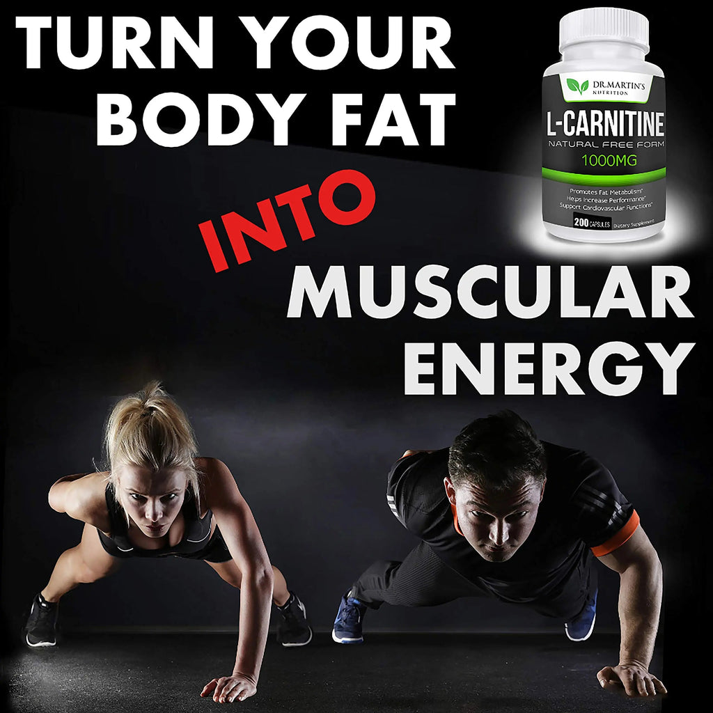 DR. MARTIN'S NUTRITION Extra Strength L-Carnitine - 200 Capsules - 1000mg Per Serving - Boost Your Metabolism and Increase Performance DR. MARTIN'S NUTRITION Au supplements