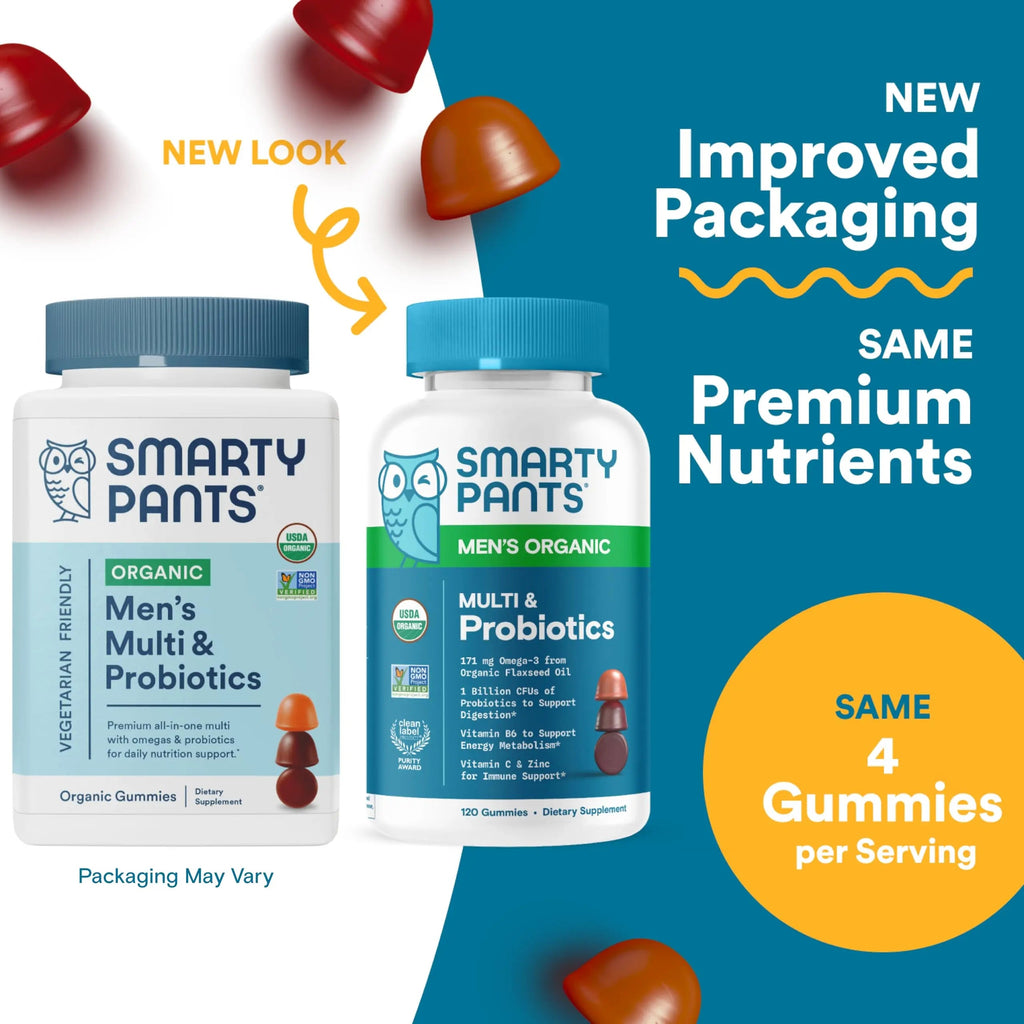 SmartyPants Multivitamin for Men, Organic Gummies: Probiotics, CoQ10, Methylfolate, Omega 3 (ALA), Vitamin D3, C, Vitamin B12 SmartyPants Au supplements
