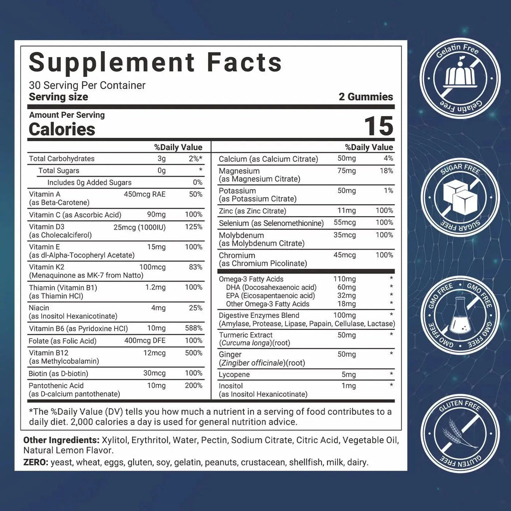 Mens Multivitamins Gummies with Vitamins A C D K E, B Complex, Omega-3, Digestive Enzymes, Lycopene, Calcium, Magnesium, Zinc Wiszeen Au supplements