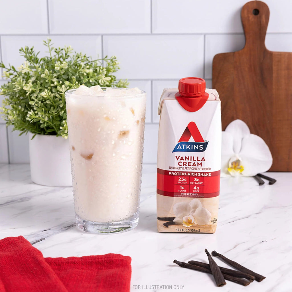 Atkins Vanilla Cream Meal Size Protein Shake, 23g Protein, Low Glycemic, 3g Carb Atkins Au supplements