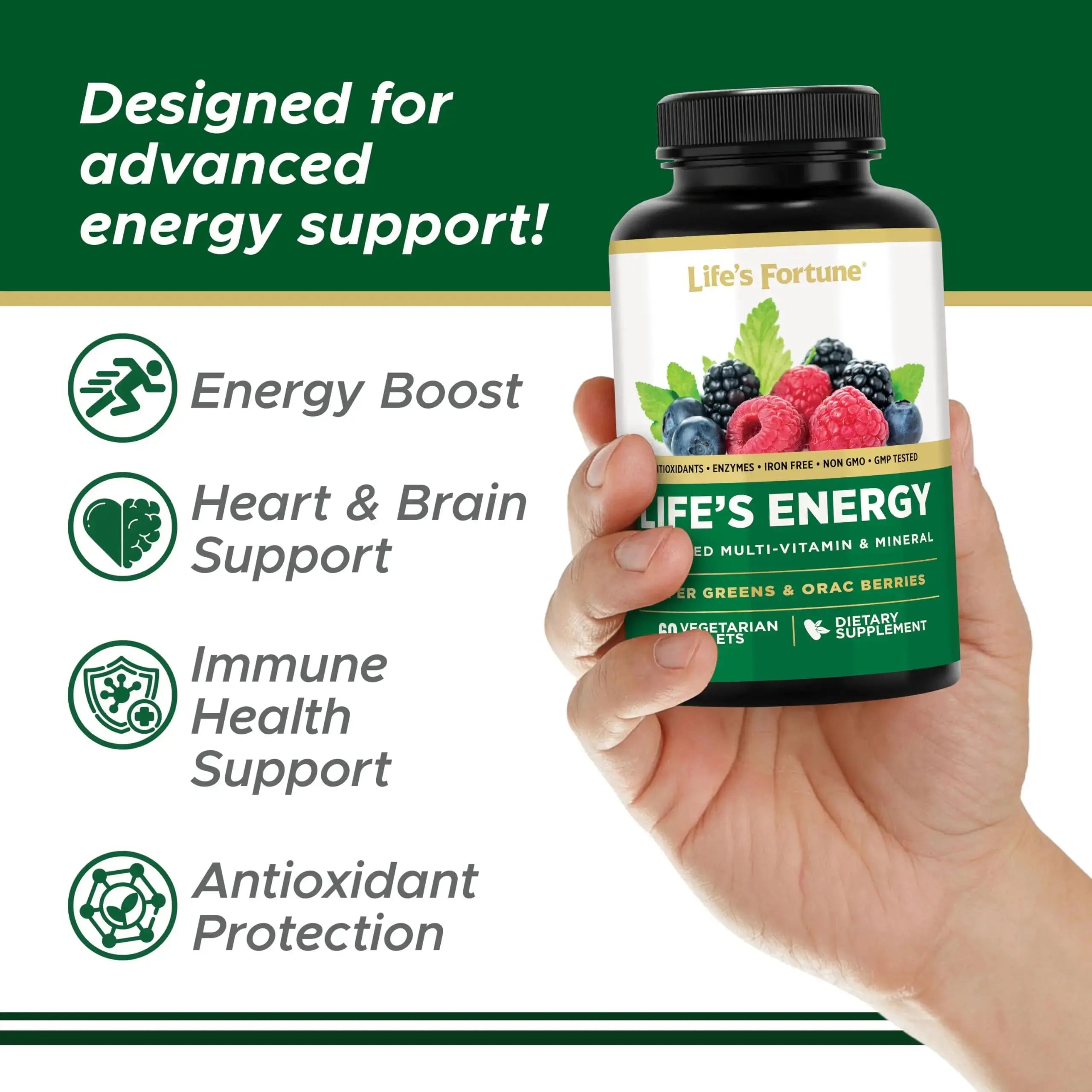 Life's Energy Advanced Daily Multivitamin for Men & Women, Energy and Immune Support Supplement with Super Greens, Antioxidants, Enzymes Life's Fortune Au supplements