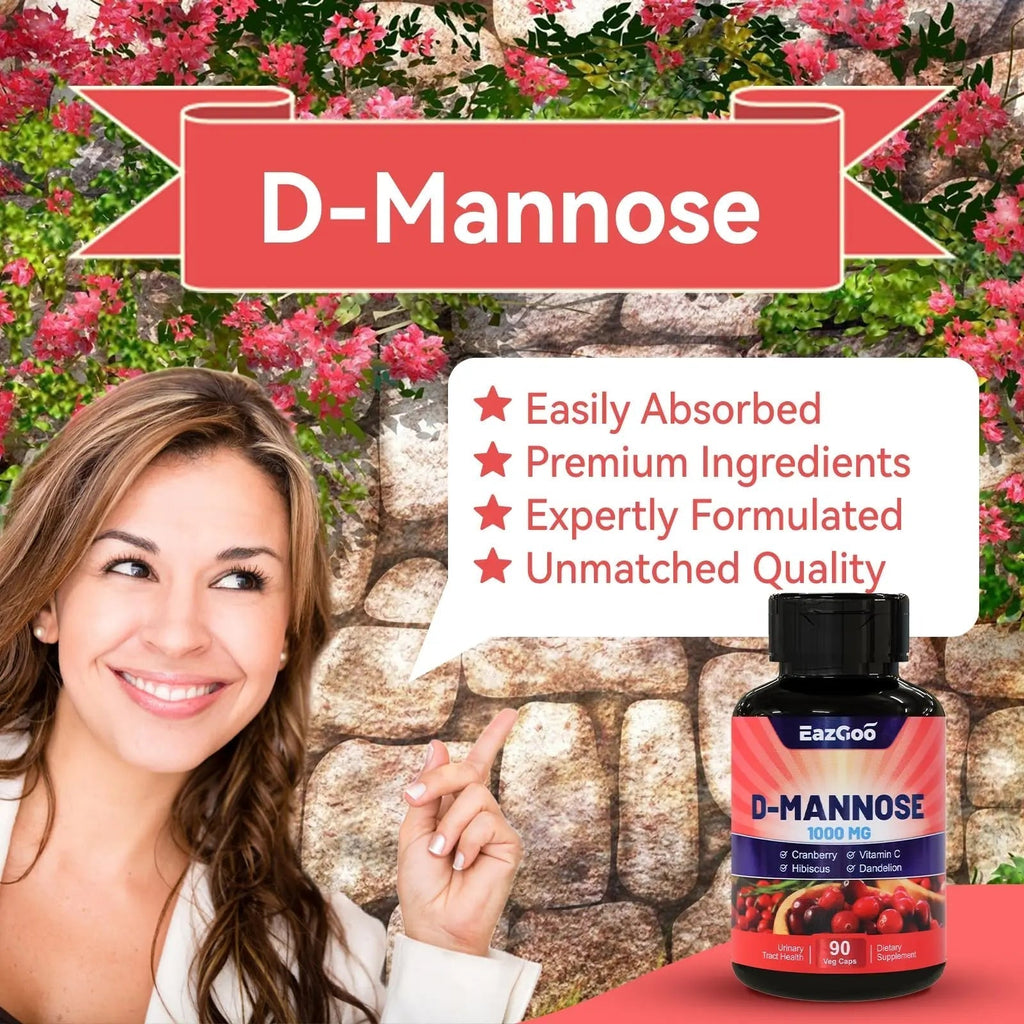 EAZGOO D-Mannose Supplement – 1000mg Capsules with Cranberry, Vitamin C, Hibiscus & Dandelion Extract, Support Urinary Health, D Mannose & Cranberry Capsules, 90 Count(Pack of 2) EAZGOO Au supplements