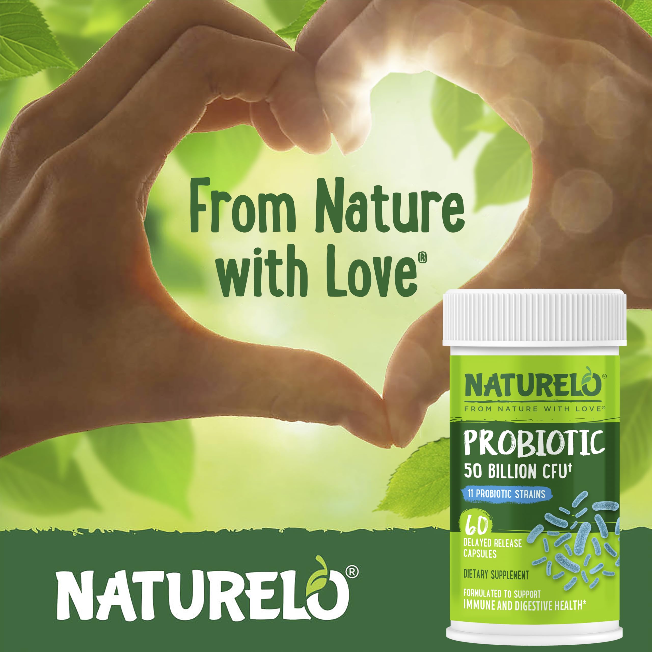 NATURELO Probiotics for Digestive Health, 50 Billion CFU, 60 Vegetarian Capsules, 11 Strains, Daily Use Supplement, Delayed Release, No-Fridge, Boosts Immune System, Probiotics for Women & Men NATURELO Au supplements
