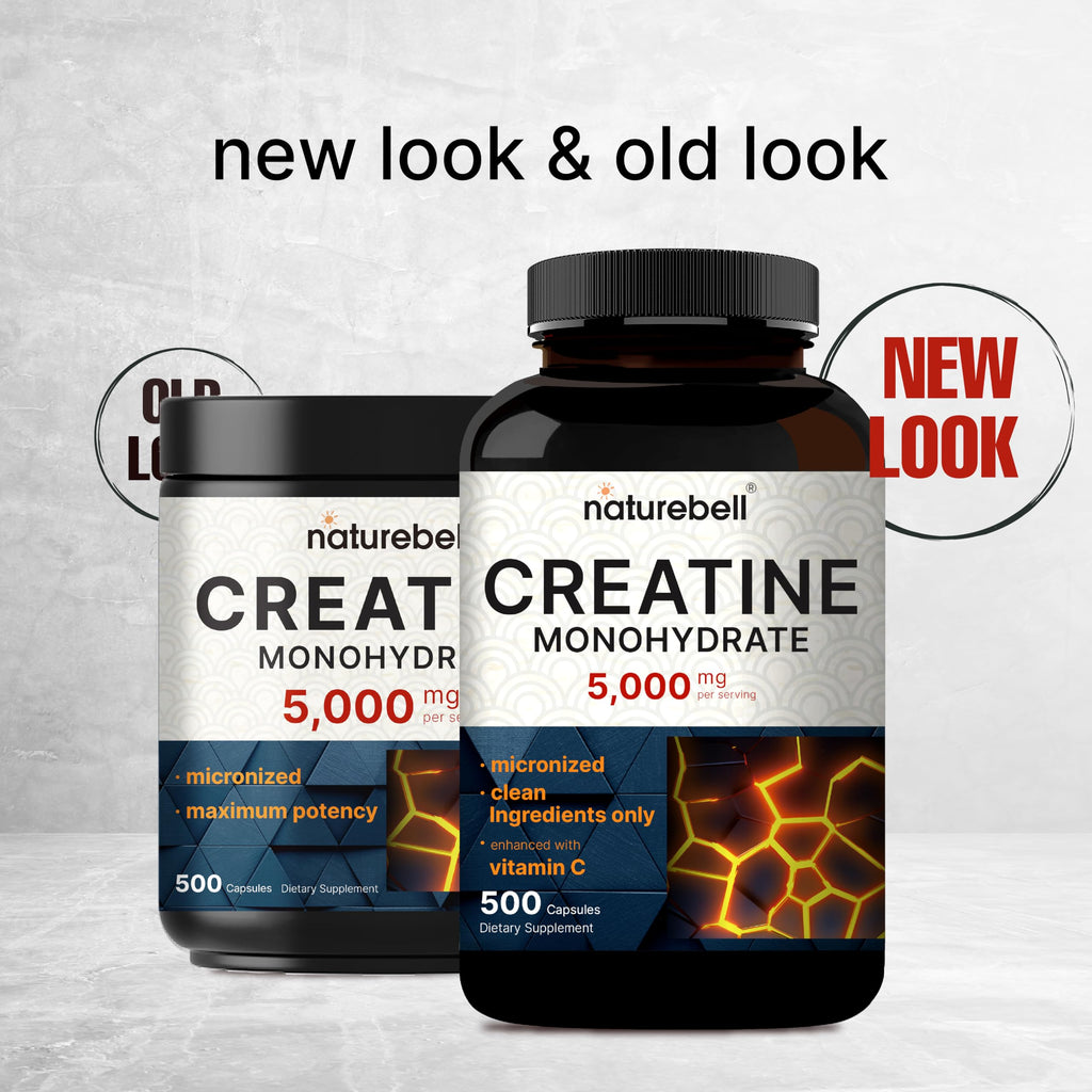 NatureBell Creatine Monohydrate Capsules 5,000mg Per Serving, 500 Count | Micronized, Unflavored Creatine Pills | Pre-Workout & Muscle Strength Support