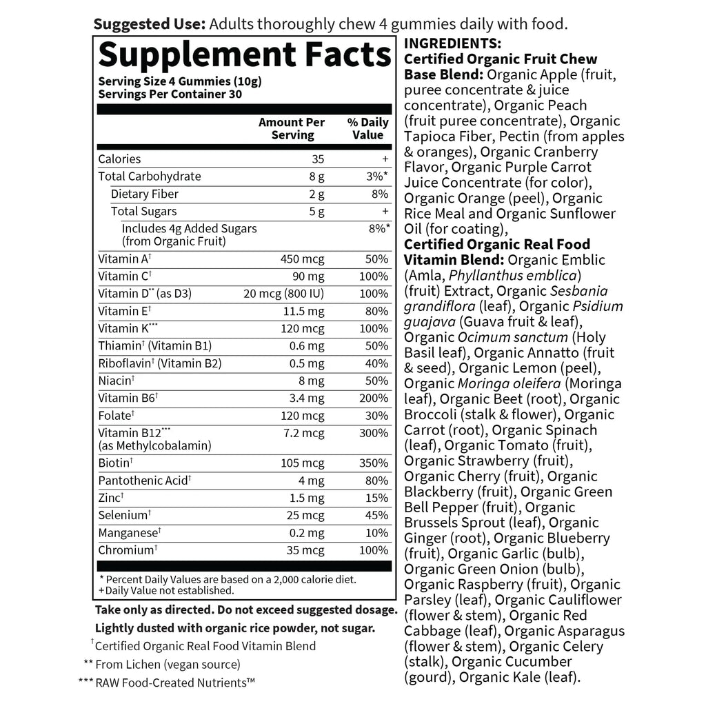 Garden of Life Organics Men's Gummy Vitamins - Berry - Certified Organic, Non-GMO, Vegan, Kosher Complete Multi - Methyl B12, C & D3 - Gluten Garden of Life Au supplements