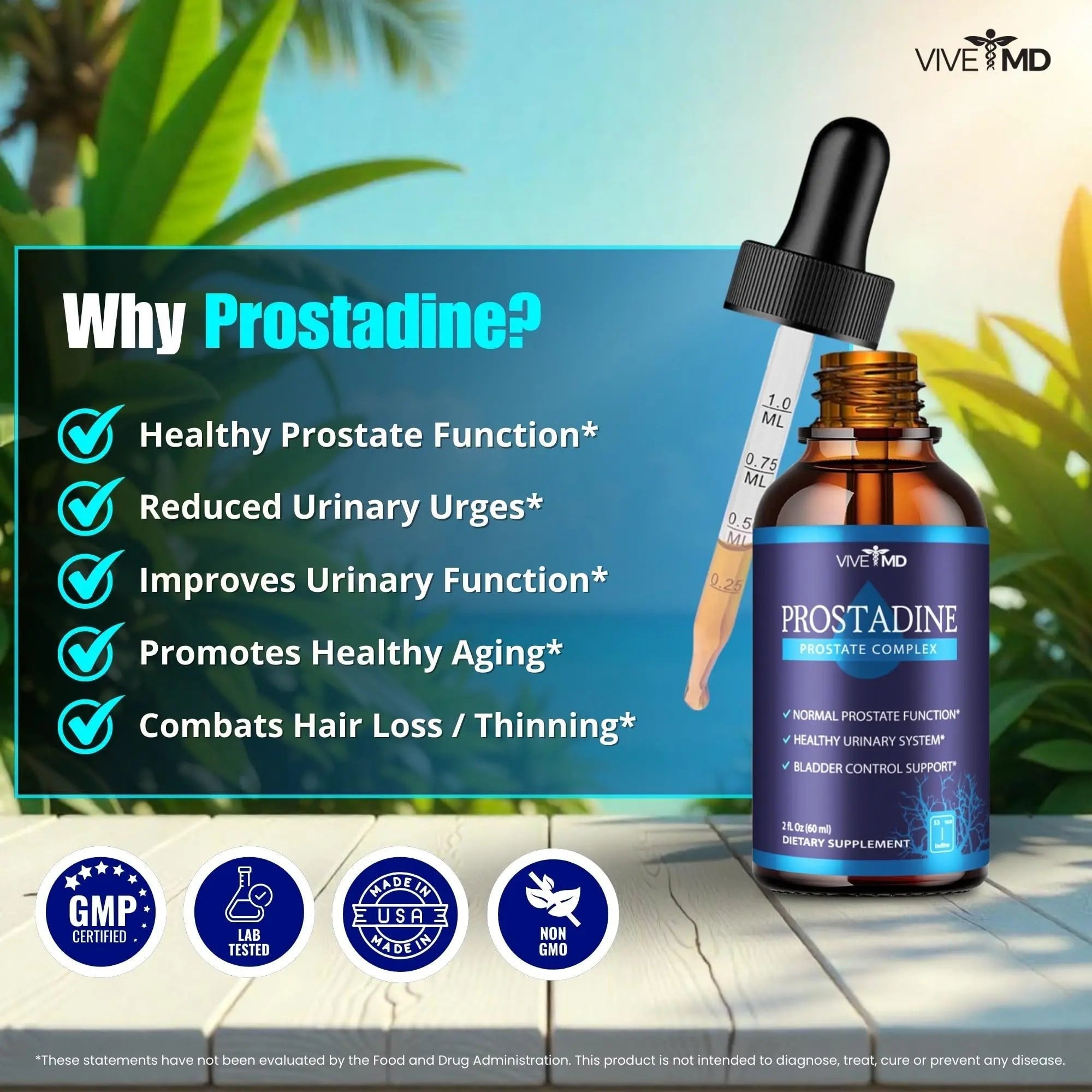 VIVE MD Prostadine Drops for Prostate Health, Bladder Urinating Issues - Prostadine Official Drop Formula - Extra Strength with Pomegranate, Prostadine Reviews (Package of 5) VIVE MD Au supplements