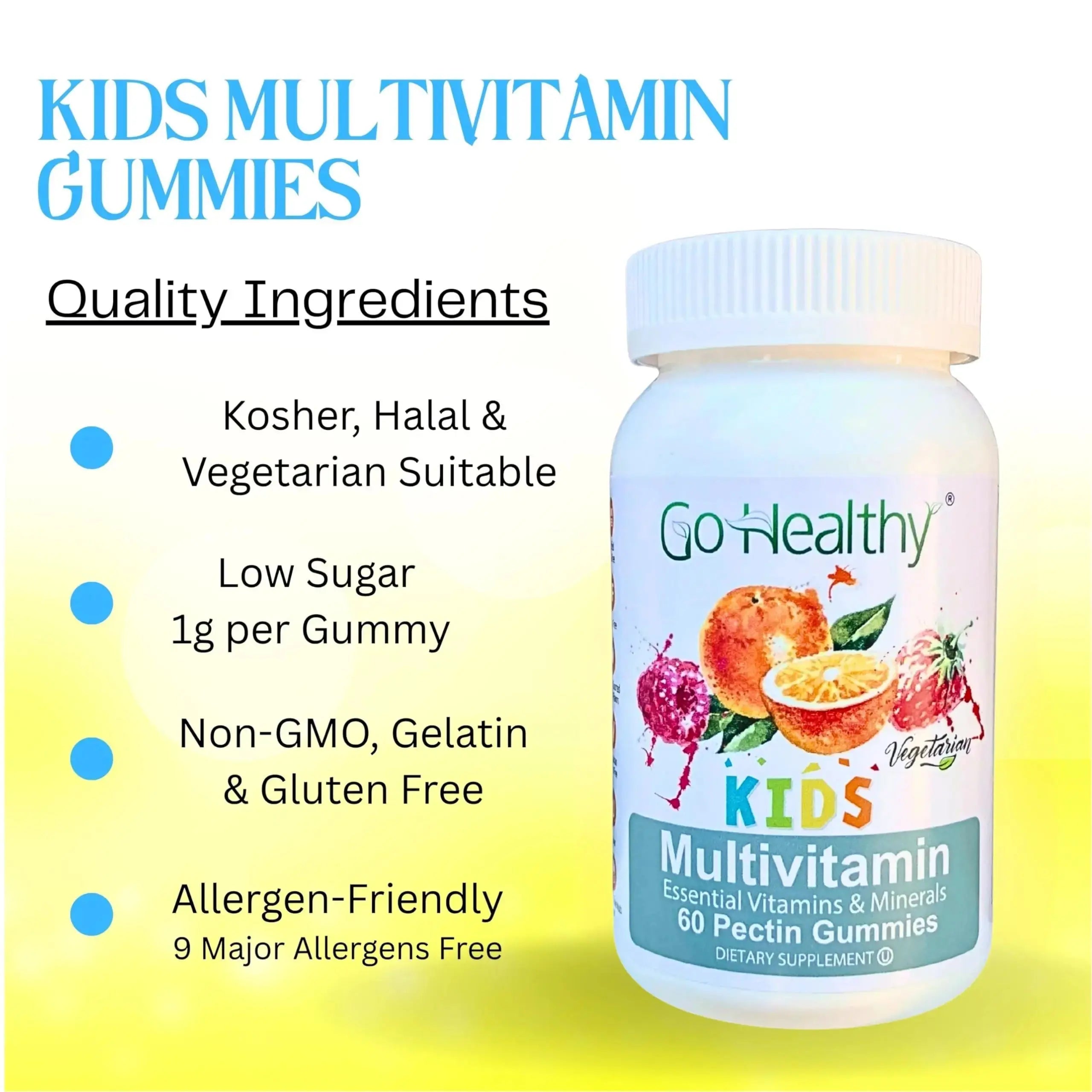 Go Healthy Kids Multivitamin Gummies, Immune Support, Kids Vitamin Gummies, Kosher Kid Vitamin, Halal Go Healthy Natural Au supplements