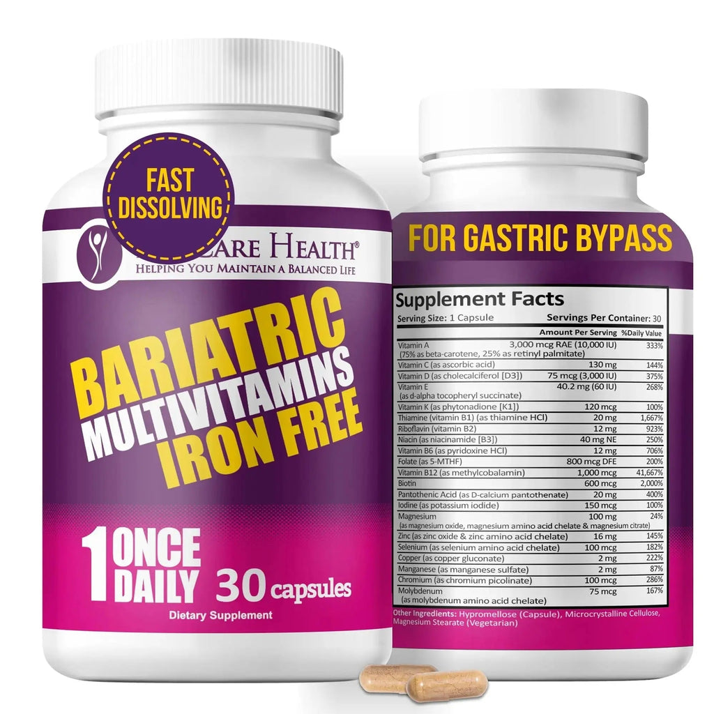 Procare Health Bariatric Multivitamin with Iron Free (30 Fast Dissolving Veggie Capsule) - Bariatric Vitamins for Gastric Sleeve & Gastric Bypass ProCare Health Au supplements