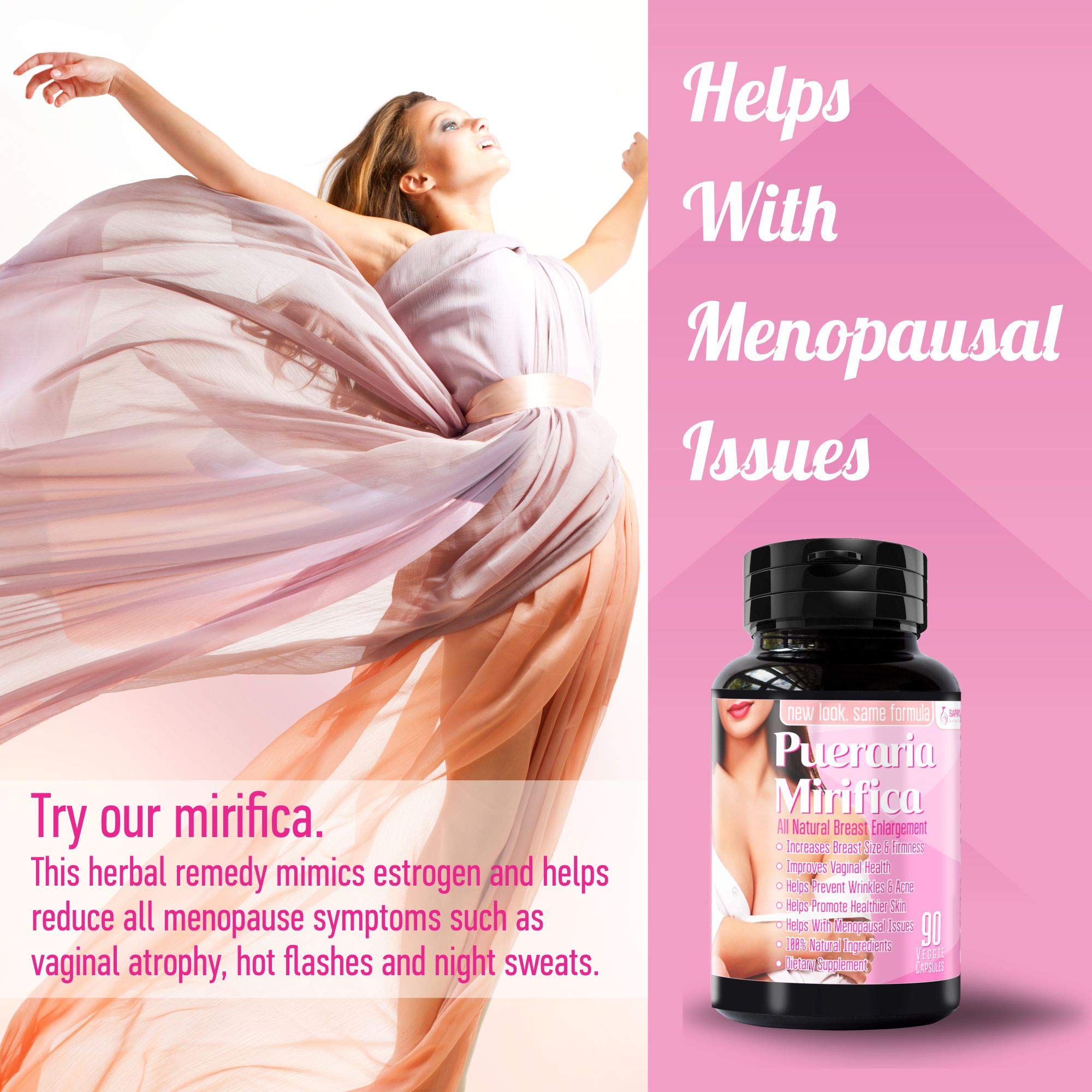 Pueraria Mirifica Capsules 2000mg Daily - Breast Enhancement Pills and Estrogen Supplement for Women and Men, Breast Enlargement Pills for Women and Transgender - Breast Growth Breast Enhancer Sapir's Nutrition Au supplements