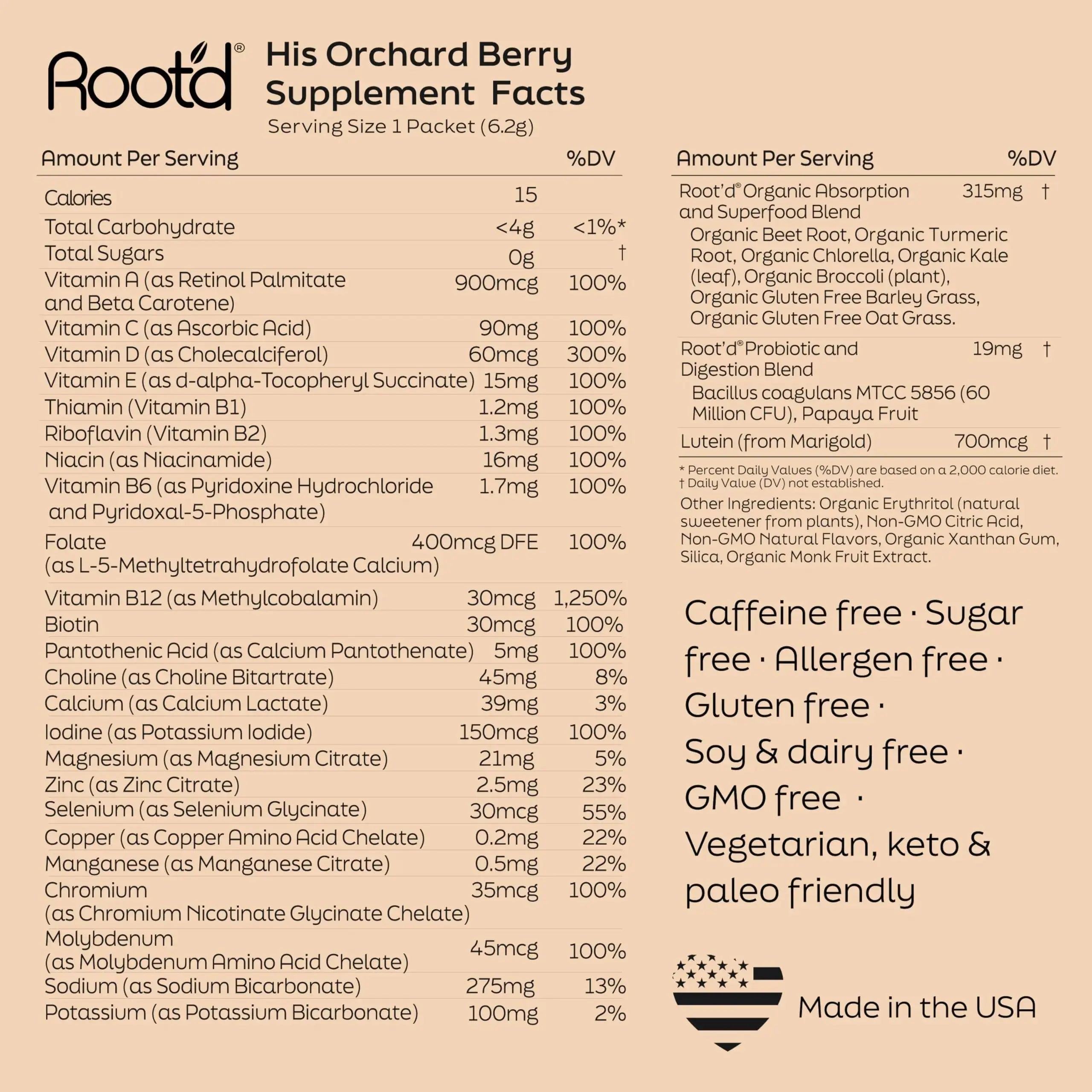 Root'd Multivitamin Powder with 3X Electrolytes for Men - 24 Vitamins & Minerals, 3X Electrolytes, 9 Organic Superfoods, Probiotics & Enzymes Root'd Au supplements