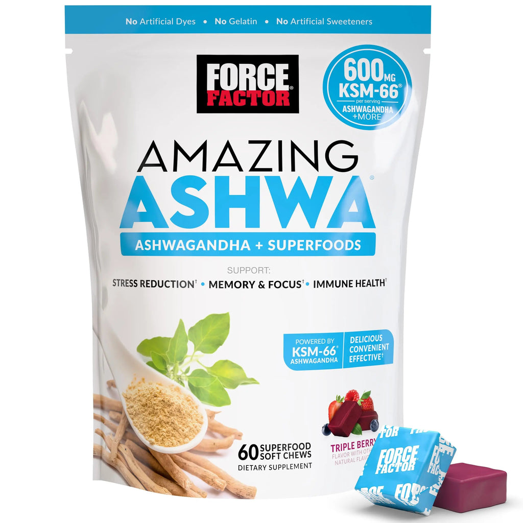 Force Factor Amazing Ashwa for Stress Relief, Memory, Focus, and Immune Support Health, Ashwaganda Supplement with KSM-66 Ashwagandha Force Factor Au supplements