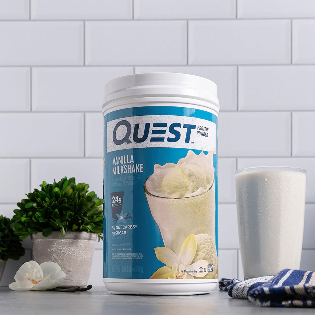 Quest Nutrition Vanilla Milkshake Protein Powder, 24g of Protein, 1g of Sugar, Low Carb, Gluten Free, 1.6 Pound, 23 Servings