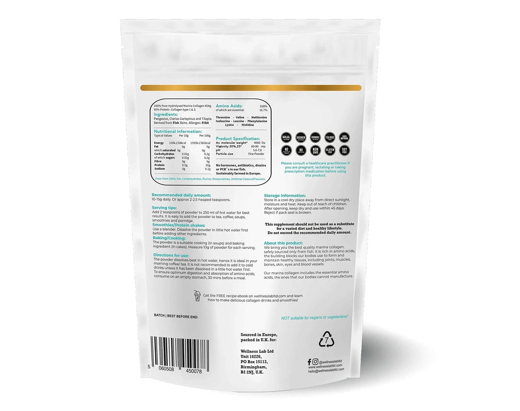 Cleanest Marine Collagen Peptides | Wellness Lab 454g | Type I,III | Highest Bioavailability Hydrolysed Protein Wellness Lab Au supplements