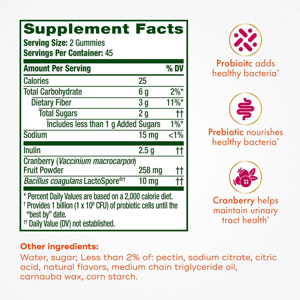 Align Probiotic, Women's Dualbiotic, Womens Probiotic Gummies, Prebiotics and Probiotics for Women, with Cranberry for Urinary Tract Health*, Cranberry Flavor, 90 Gummies Align Au supplements