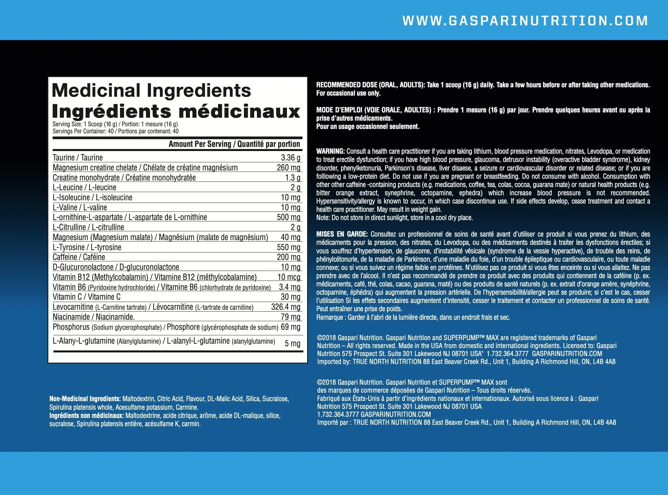 Gaspari Nutrition SuperPump Max Blue Raspberry Ice - 1.41 lbs Gaspari Nutrition Au supplements