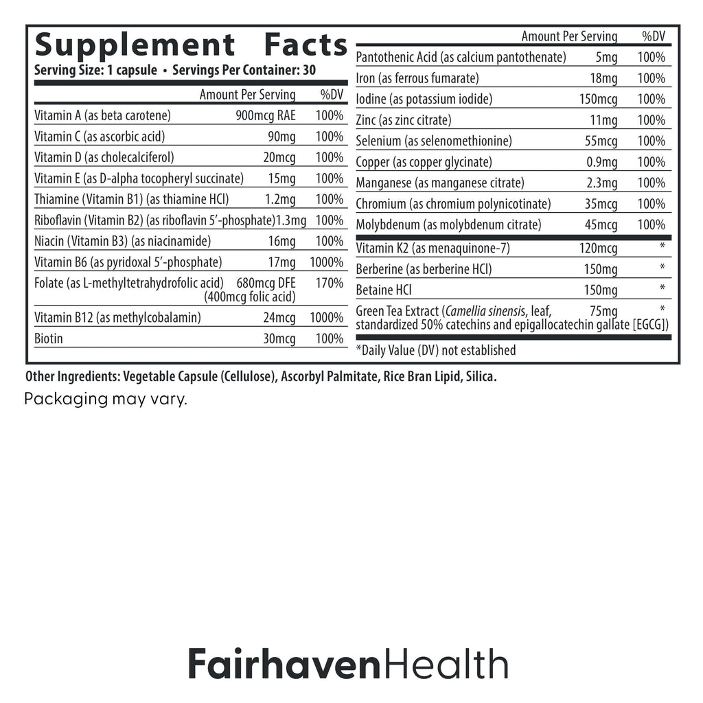 Fairhaven Health Menopause Multivitamin Essentials | Hormone Free Menopause Supplements for Women | Methylated Multivitamin for Women 50 and Over | Non-GMO | Perimenopause Supplements | 30 Capsules Fairhaven Health Au supplements