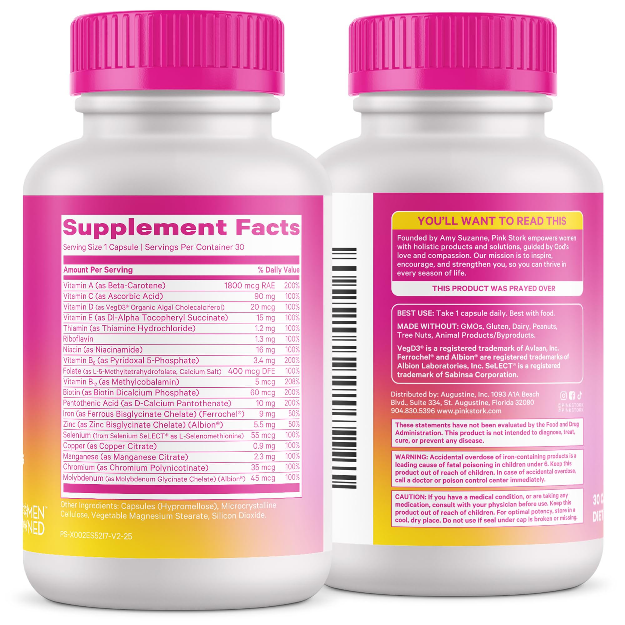 Pink Stork Total Women's Multivitamin - 19 Essential Vitamins for Women & Nutrients – Energy, Metabolism, Hormone, Immune & Mood Support – B6, B12, Biotin, Iron & Zinc – 30 Capsules Pink Stork Au supplements