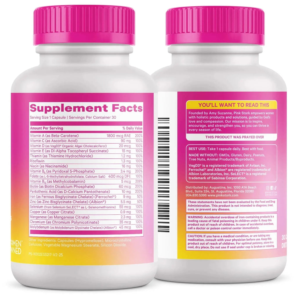 Pink Stork Total Women's Multivitamin - 19 Essential Vitamins for Women & Nutrients – Energy, Metabolism, Hormone, Immune & Mood Support Pink Stork Au supplements