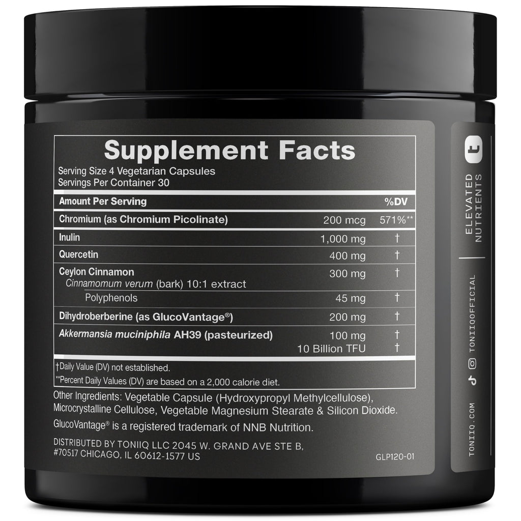 Toniiq GLP-1 Support — with Clinically Studied, Patented GlucoVantage® Dihydroberberine and Akkermansia — Appetite and Fullness Support — 120 Capsules (60-Day Supply) Toniiq Au supplements