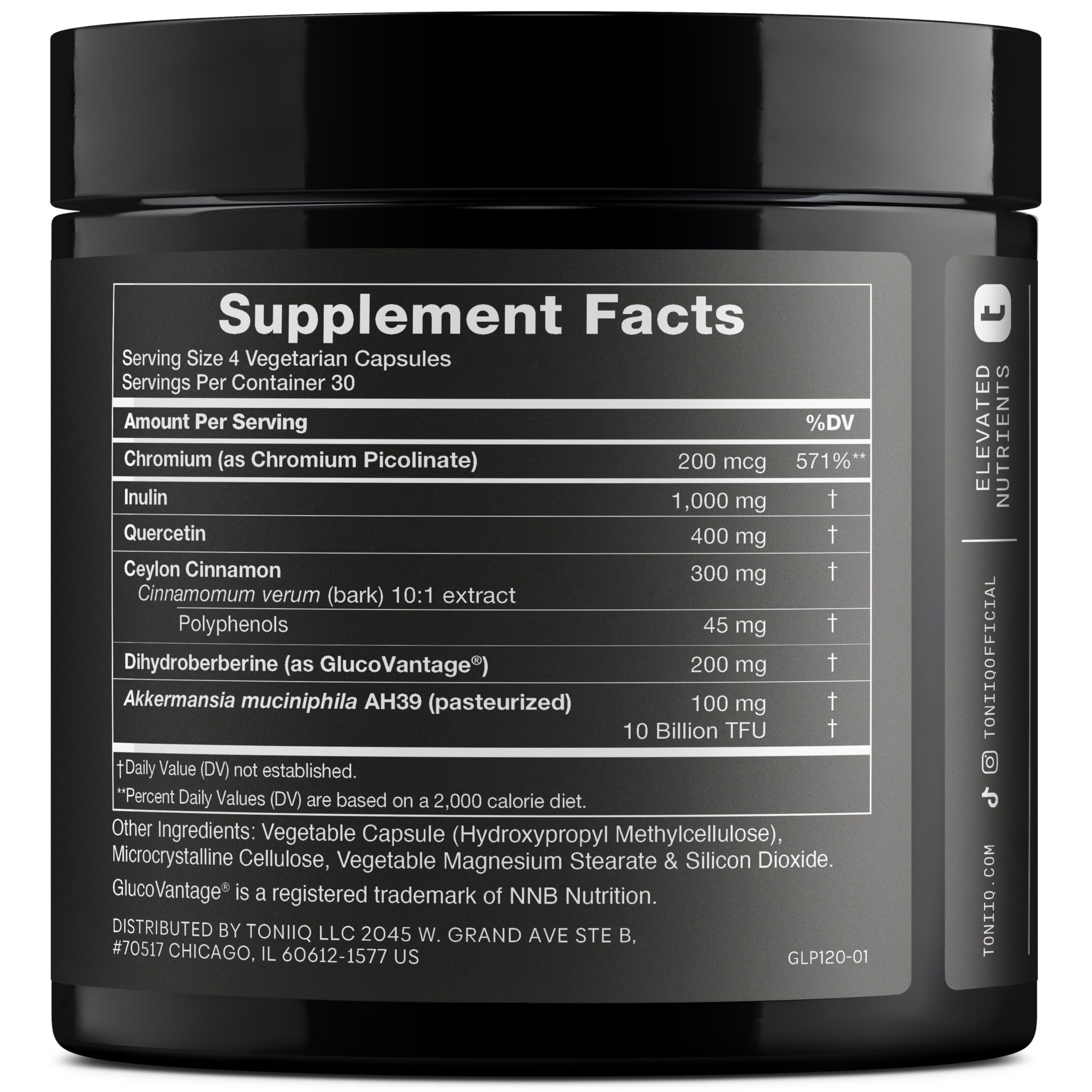 Toniiq GLP-1 Support — with Clinically Studied, Patented GlucoVantage® Dihydroberberine and Akkermansia — Appetite and Fullness Support — 120 Capsules (60-Day Supply) Toniiq Au supplements