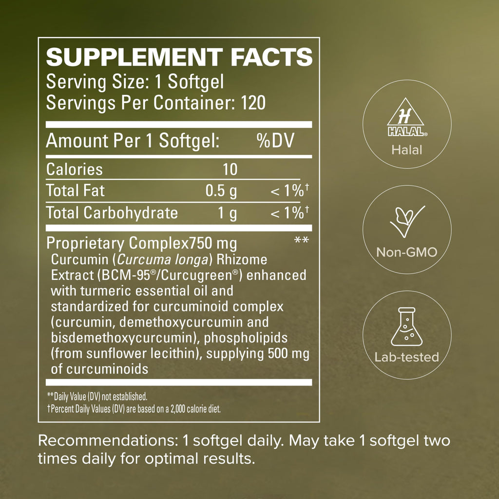 Terry Naturally CuraMed 750 mg - Antioxidant Supplement for Brain & Heart Health Support - Supplement with High-Potency Curcumin Complex - Kidney, Liver
