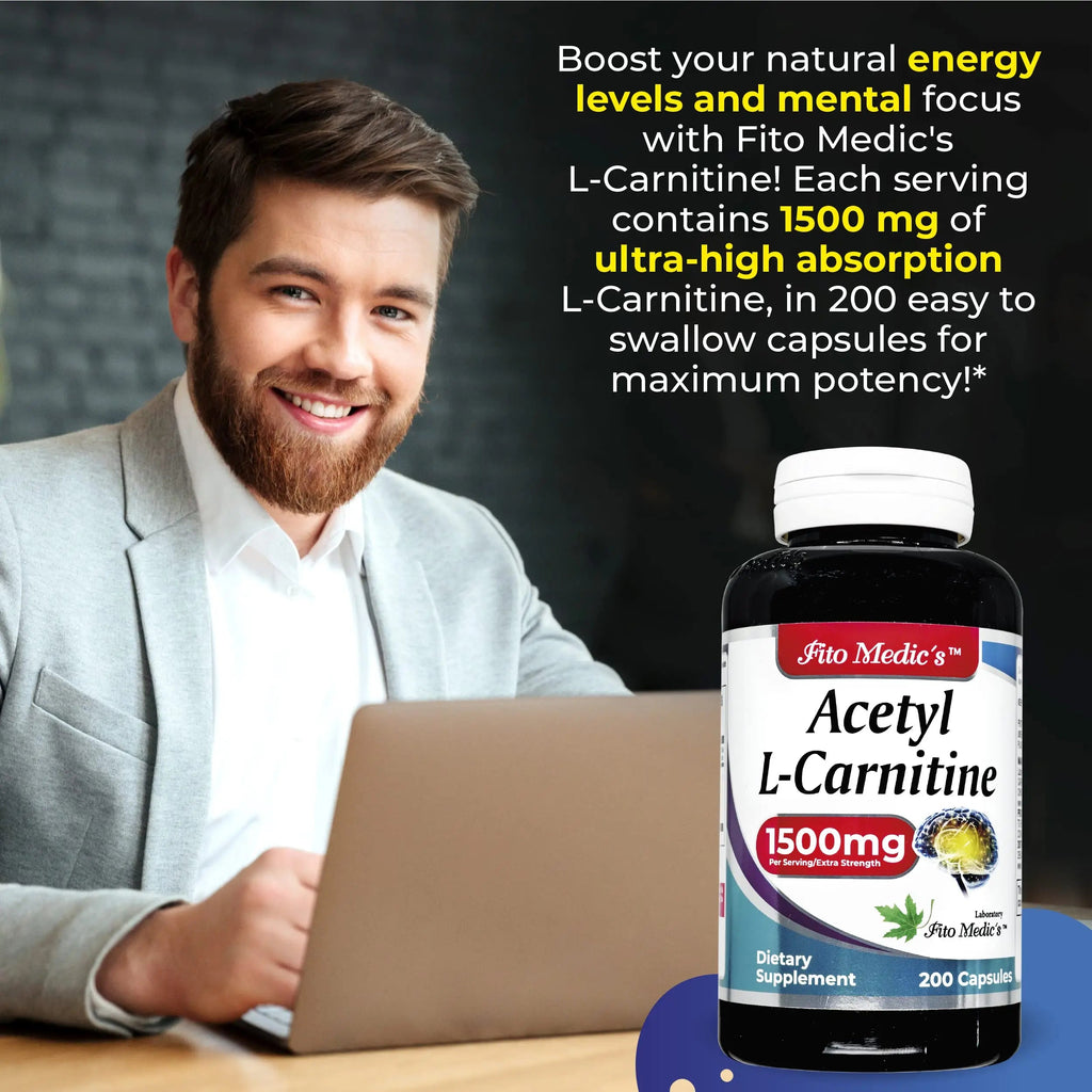 Lab - l carnitine - 1500 mg per Serving, 200 Capsules, l-carnitine - High Potency of - Acetyl FITO MEDIC'S Au supplements