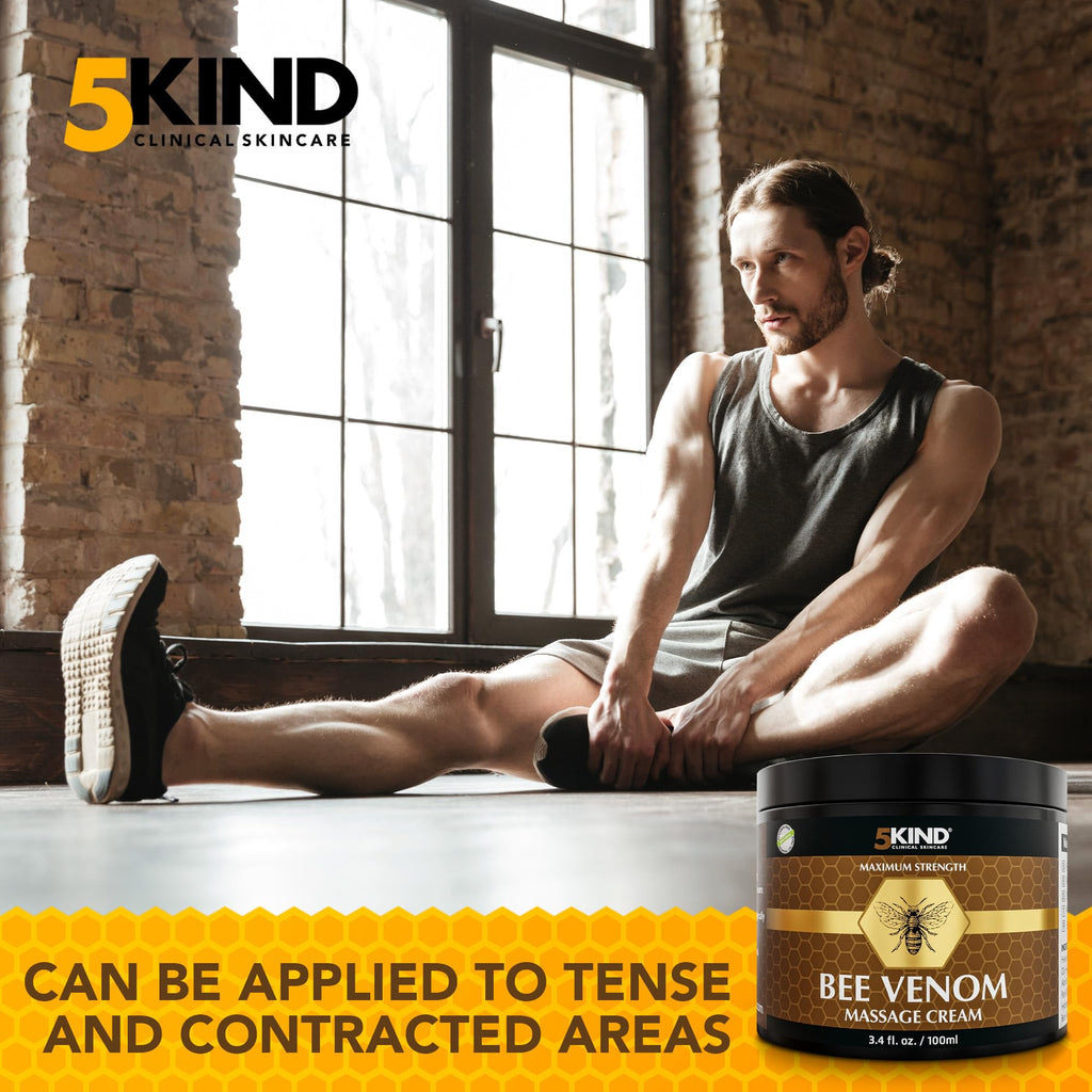5kind Maximum Strength Bee Venom Cream - Naturally Massage Joints & Muscles, Lower Back, Knee, Neck, Shoulder, Hip & Feet - Responsibly Sourced Premium Bee Venom Cream 3.4 Fl Oz 5kind clinical skincare Au supplements